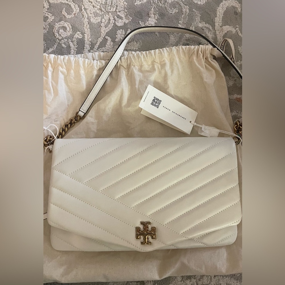 Tory Burch Cream Quilted Shoulder Bag